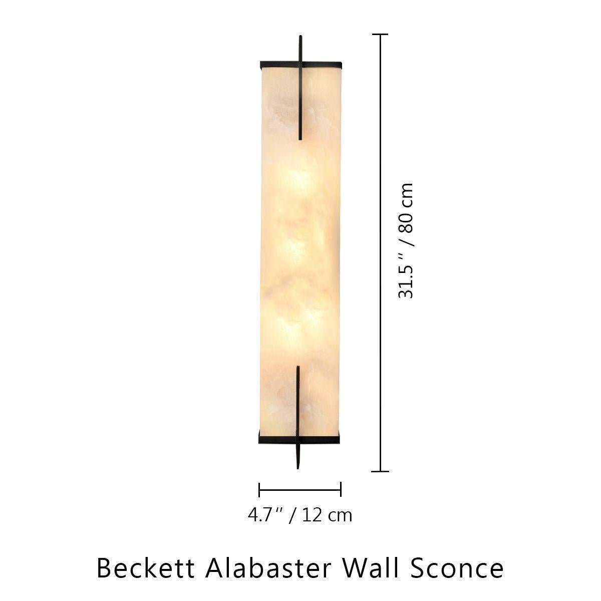 Beckett Alabaster Wall Sconce - ∅ 4.7″ x H 23.6″ / Dia 12cm x H 60cmBrassDeco Ranches