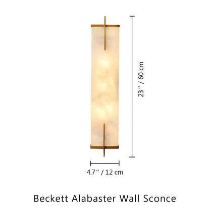Beckett Alabaster Wall Sconce - ∅ 4.7″ x H 23.6″ / Dia 12cm x H 60cmBrassDeco Ranches