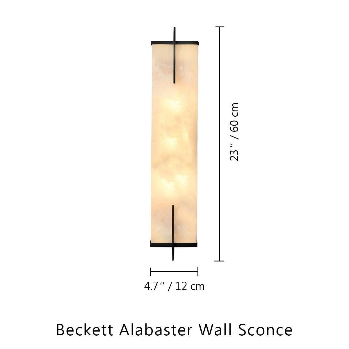 Beckett Alabaster Wall Sconce - ∅ 4.7″ x H 23.6″ / Dia 12cm x H 60cmBrassDeco Ranches