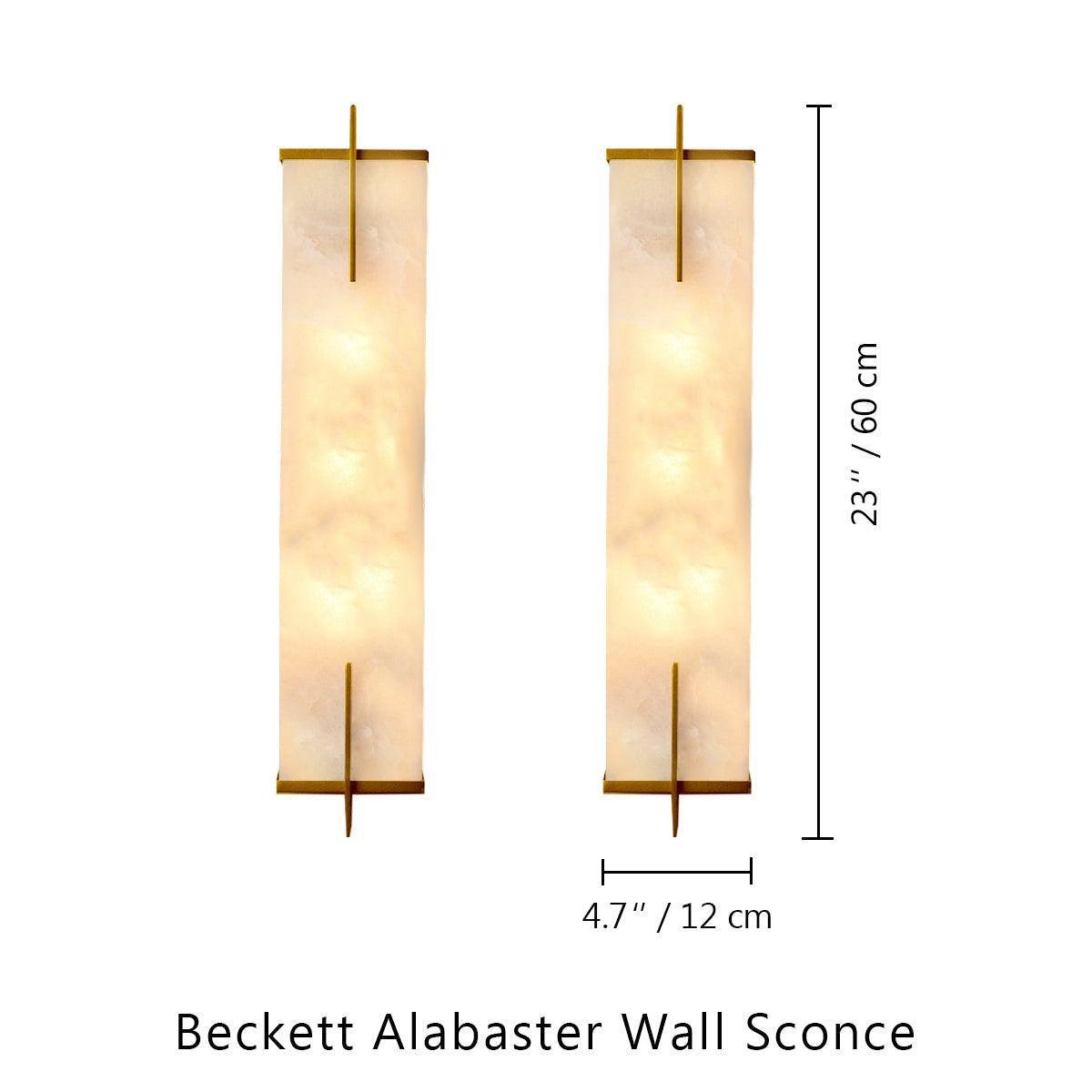 Beckett Alabaster Wall Sconce - ∅ 4.7″ x H 23.6″ Set of 2BrassDeco Ranches