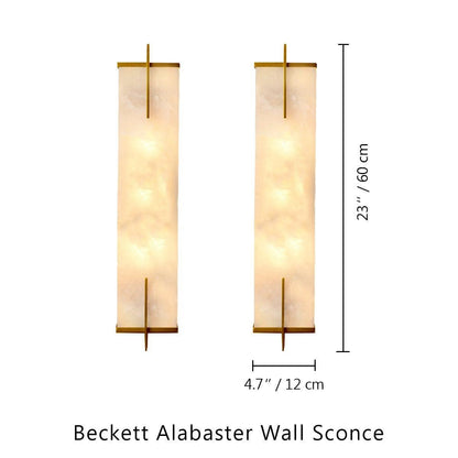 Beckett Alabaster Wall Sconce - ∅ 4.7″ x H 23.6″ Set of 2BrassDeco Ranches