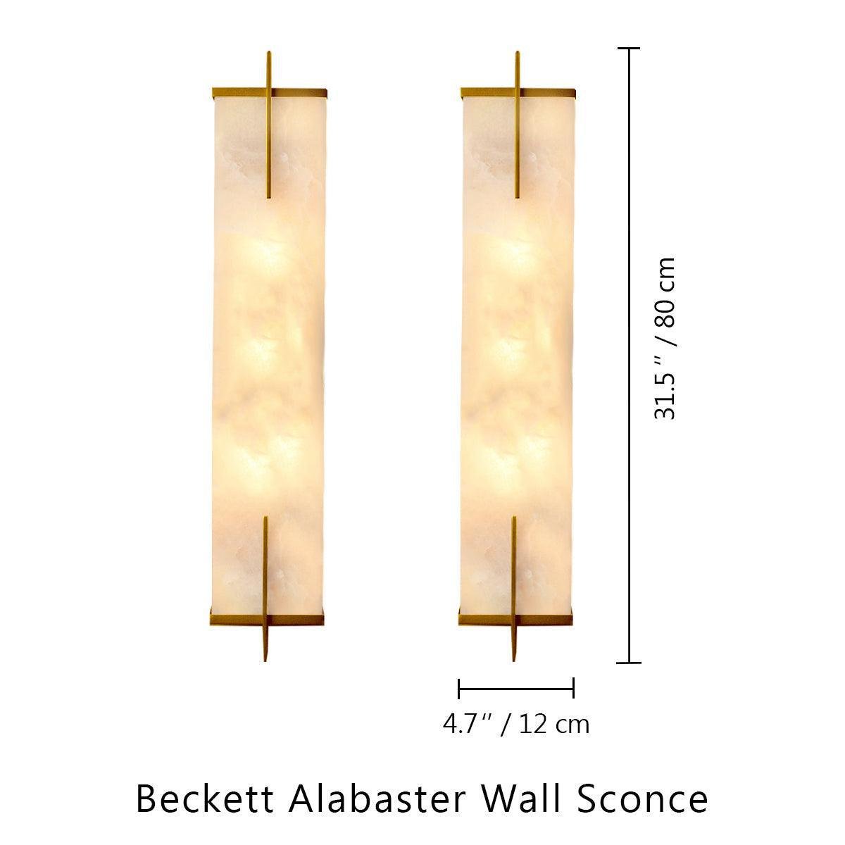 Beckett Alabaster Wall Sconce - ∅ 4.7″ x H 31.5″ Set of 2BrassDeco Ranches