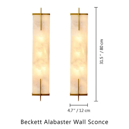 Beckett Alabaster Wall Sconce - ∅ 4.7″ x H 31.5″ Set of 2BrassDeco Ranches