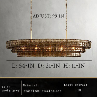 Transitional Ice Glass Oval Chandelier