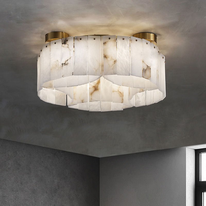 Contemporary Alabaster Flush Mount Ceiling Lamp - 21.65" D x 8.86" HDeco Ranches