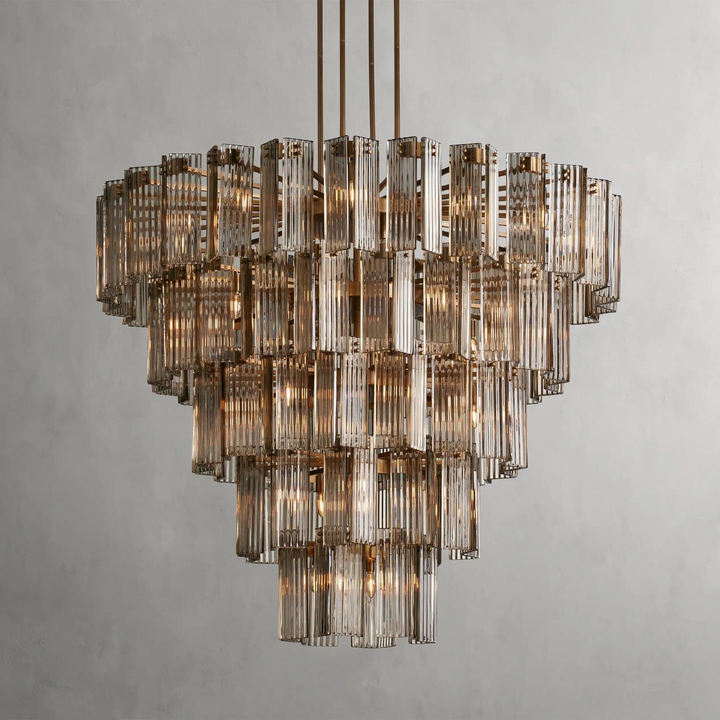 60" / Brass / Smoke Delsie Round Chandelier 38", 48", 60"