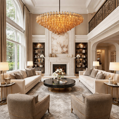Smoke Glass Tiered Round Chandelier