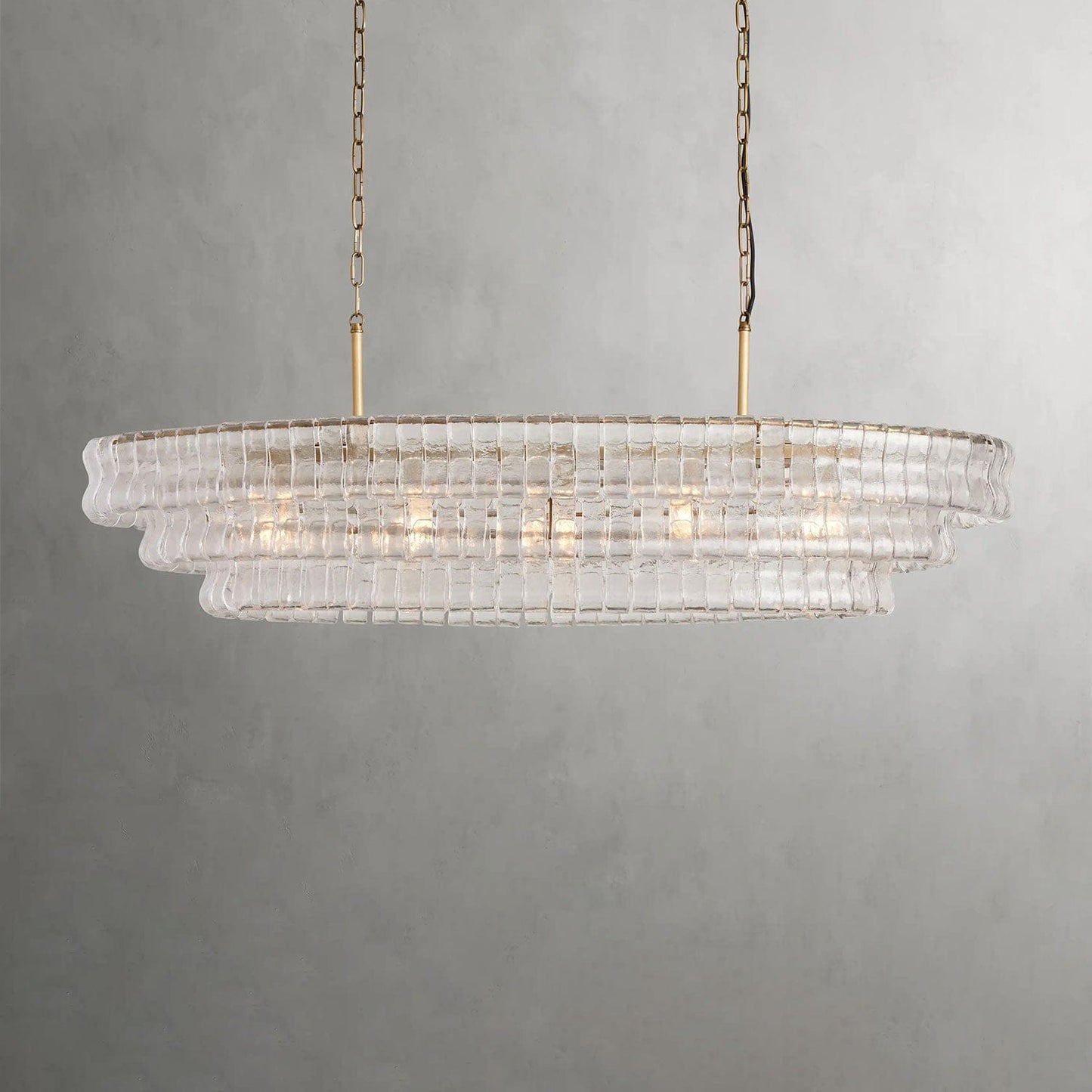 54" / Brass / Clear Ghiaccio Oval Chandelier 54", 65"