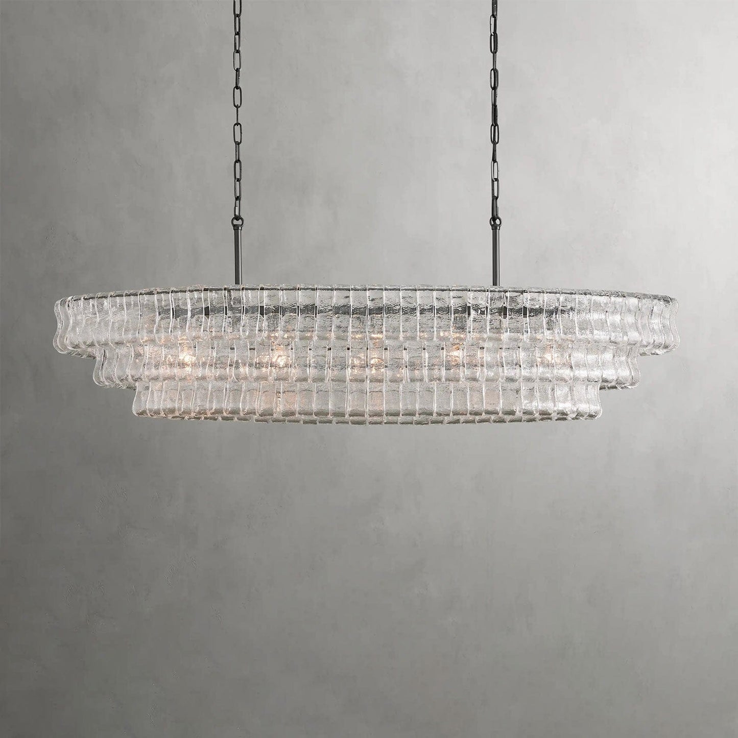 54" / Bronze / Clear Ghiaccio Oval Chandelier 54", 65"