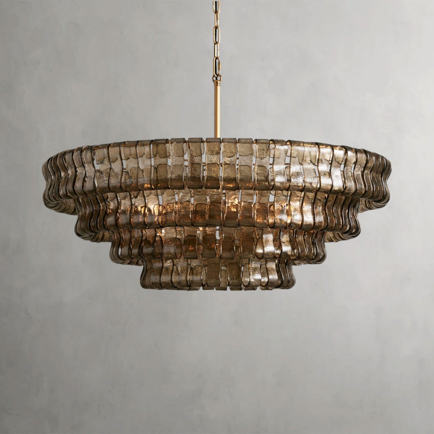 36" / BRASS / SMOKE Ghiaccio Round Chandelier 36", 48",60"