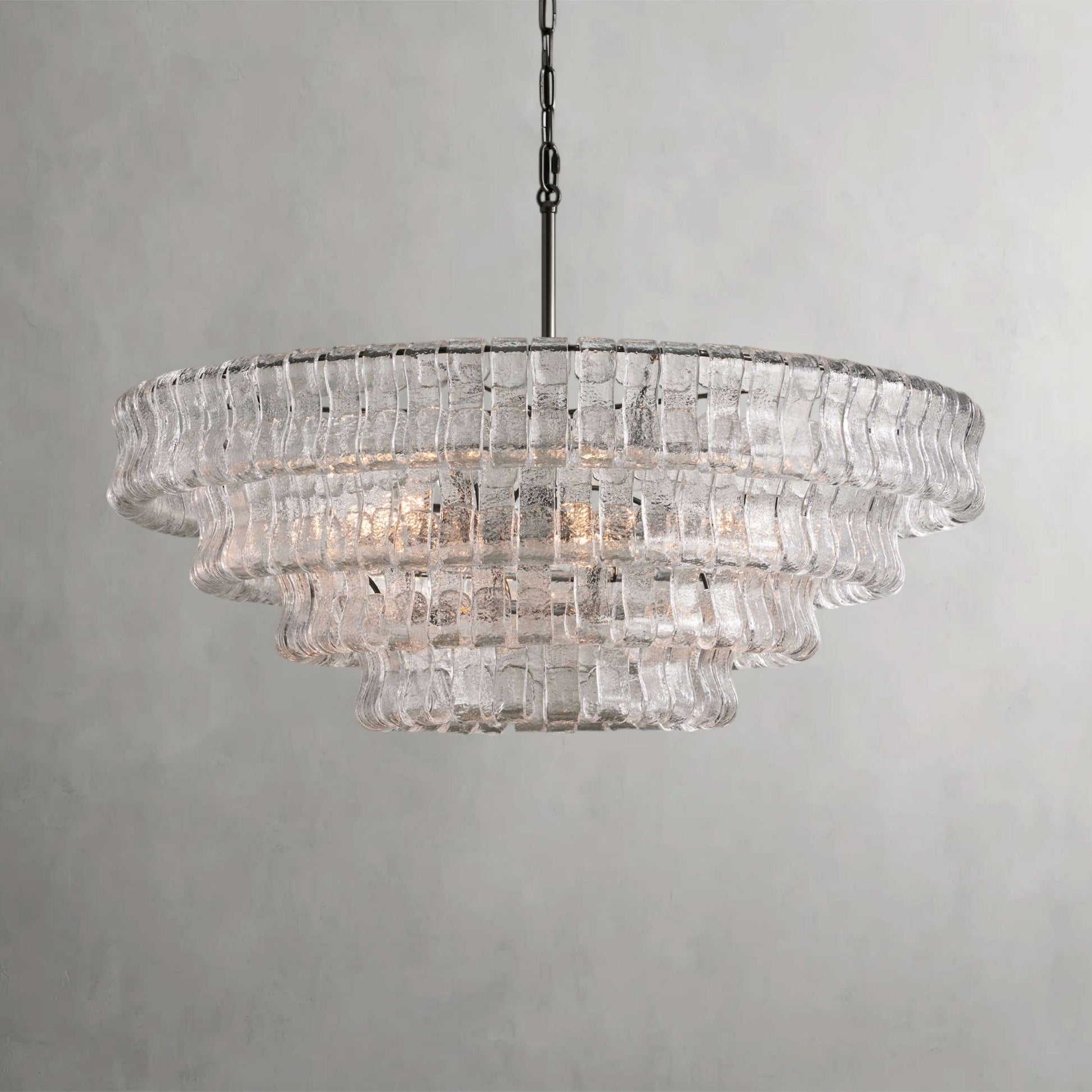 36" / BRONZE / CLEAR Ghiaccio Round Chandelier 36", 48",60"