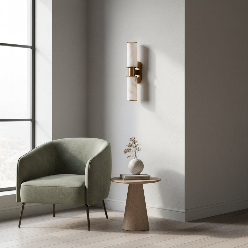 Harline Alabaster 2-Light Wall Sconce-