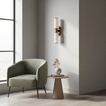 Harline Alabaster 2-Light Wall Sconce-