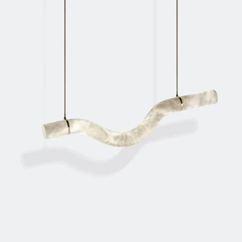 Liberty Curved Pendant Alabaster Chandelier, Pendant Light Over Dining Table - Style ABrassDeco Ranches