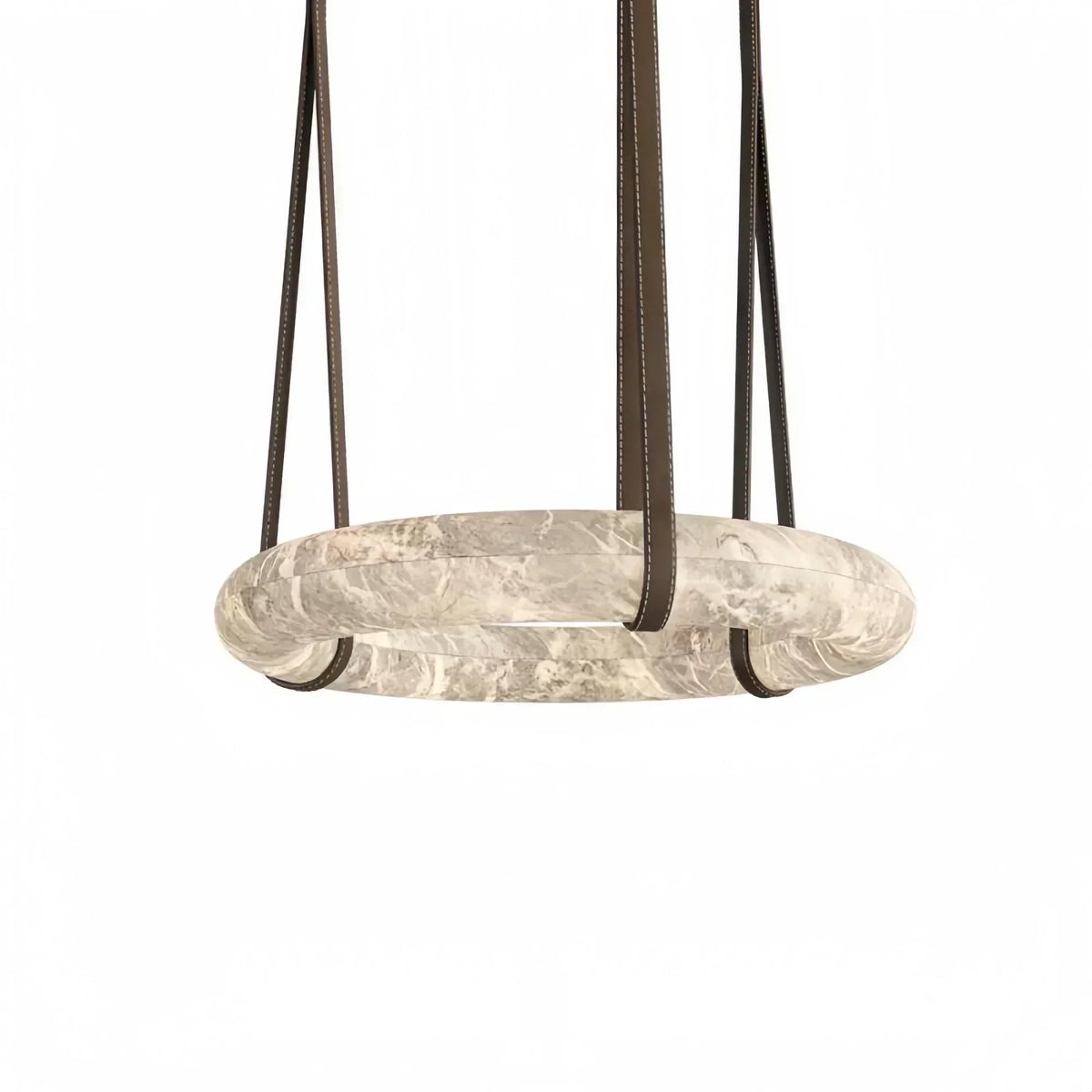 Oslo L1P Pendant Alabaster Chandelier, Halo Ring Chandelier With canopy Over Dining Table-Chandelier-19.7" D Single Ring-Deco Ranches