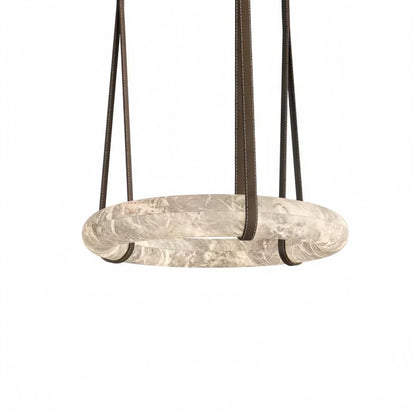 Oslo L1P Pendant Alabaster Chandelier, Halo Ring Chandelier With canopy Over Dining Table-Chandelier-19.7" D Single Ring-Deco Ranches