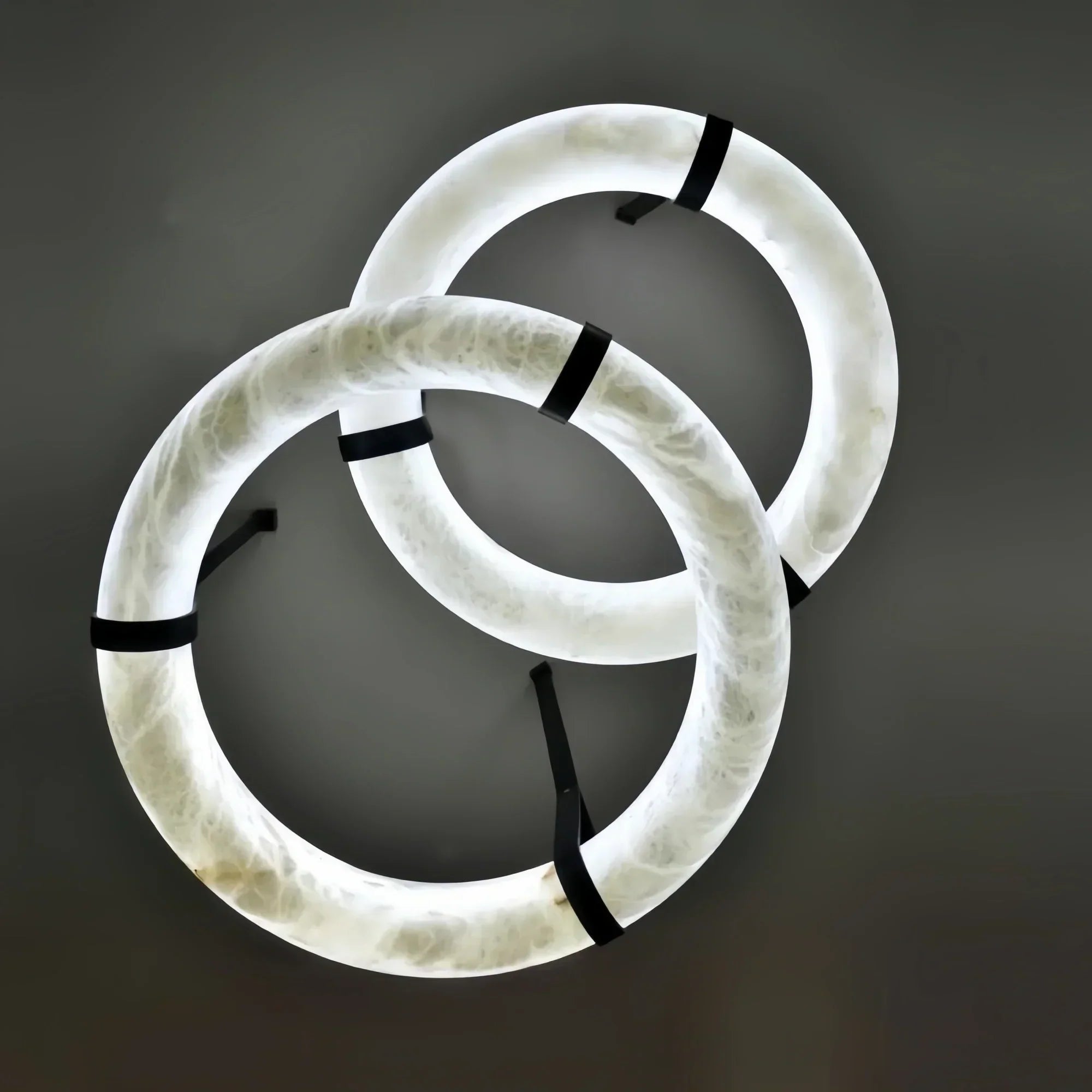 Oslo L1P Pendant Alabaster Chandelier, Halo Ring Chandelier With canopy Over Dining Table-Chandelier-Deco Ranches