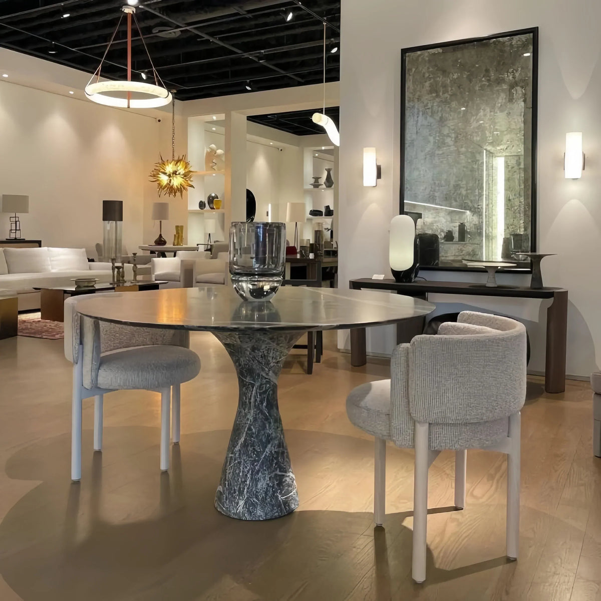 Oslo L1P Pendant Alabaster Chandelier, Halo Ring Chandelier With canopy Over Dining Table-Chandelier-Deco Ranches