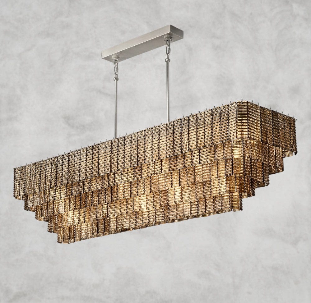 Sirene Smoke Glass Rectangular Chandelier 59", 77"