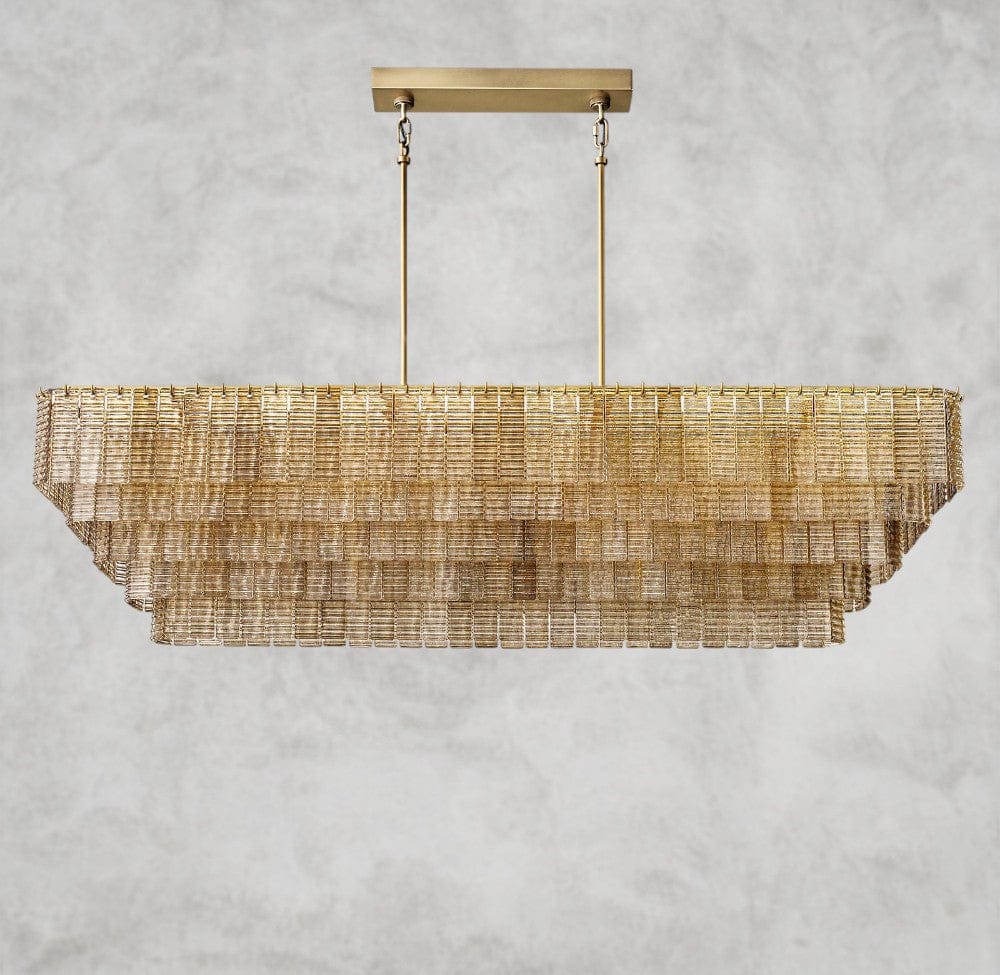 Sirene Smoke Glass Rectangular Chandelier 59", 77"