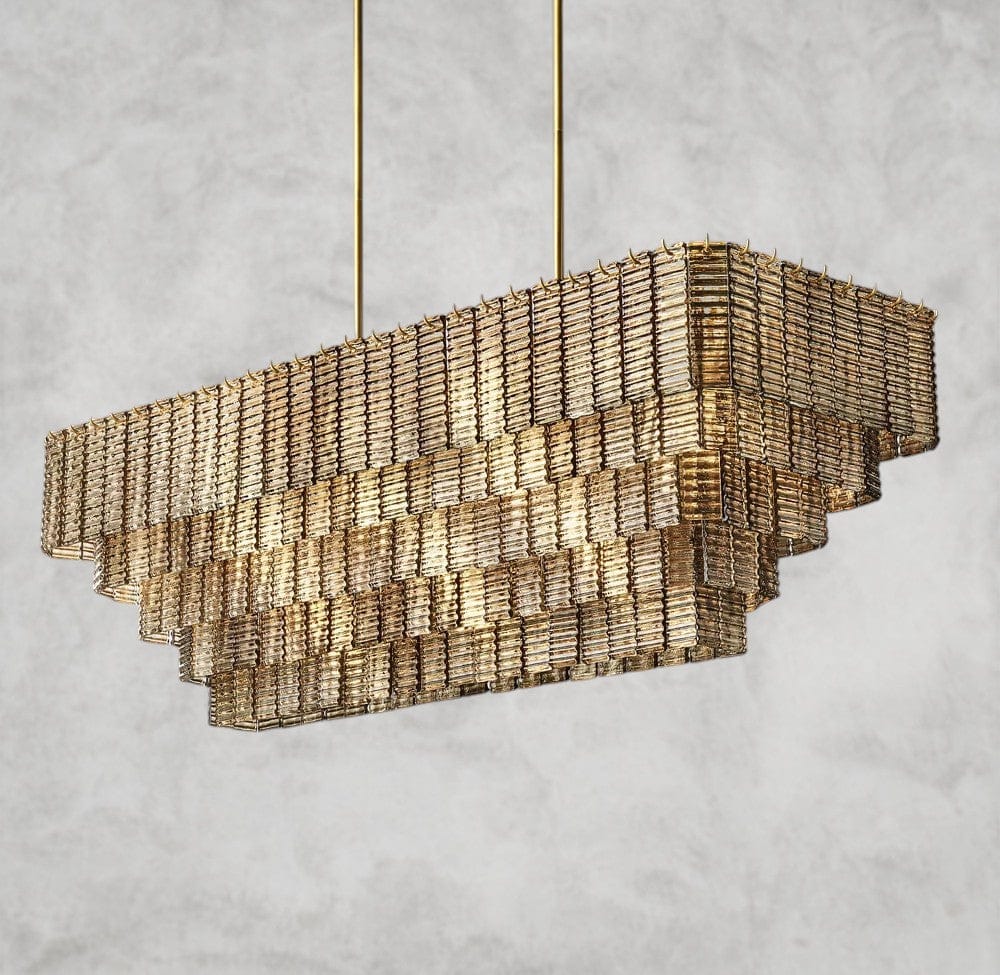 Sirene Smoke Glass Rectangular Chandelier 59", 77"