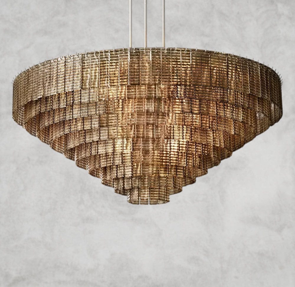 65" / Nickle Sirene Smoke Glass Round Chandelier 41", 52", 65"