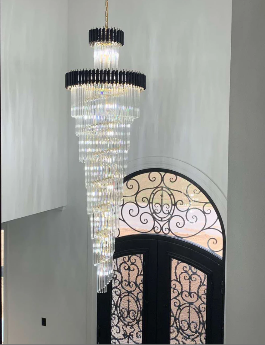 Spiral Crystal Chandelier For Foyer/ Staircase-Chandeliers-Deco Ranches-Deco Ranches