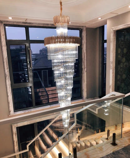 Spiral Crystal Chandelier For Foyer/ Staircase-Chandeliers-Deco Ranches-Deco Ranches