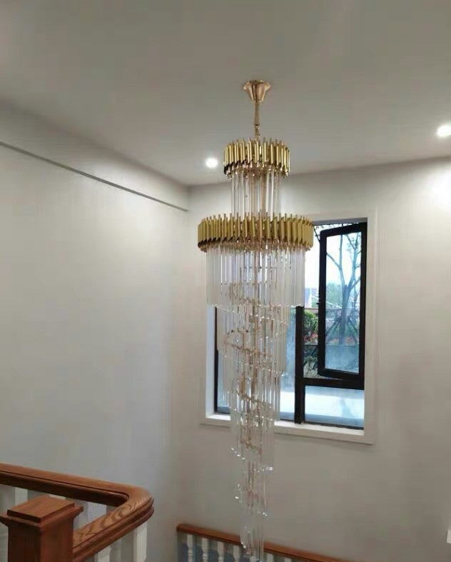 Spiral Crystal Chandelier For Foyer/ Staircase-Chandeliers-Deco Ranches-Deco Ranches