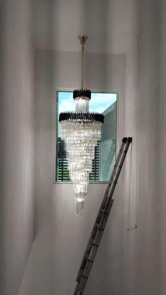 Spiral Crystal Chandelier For Foyer/ Staircase-Chandeliers-Deco Ranches-Deco Ranches