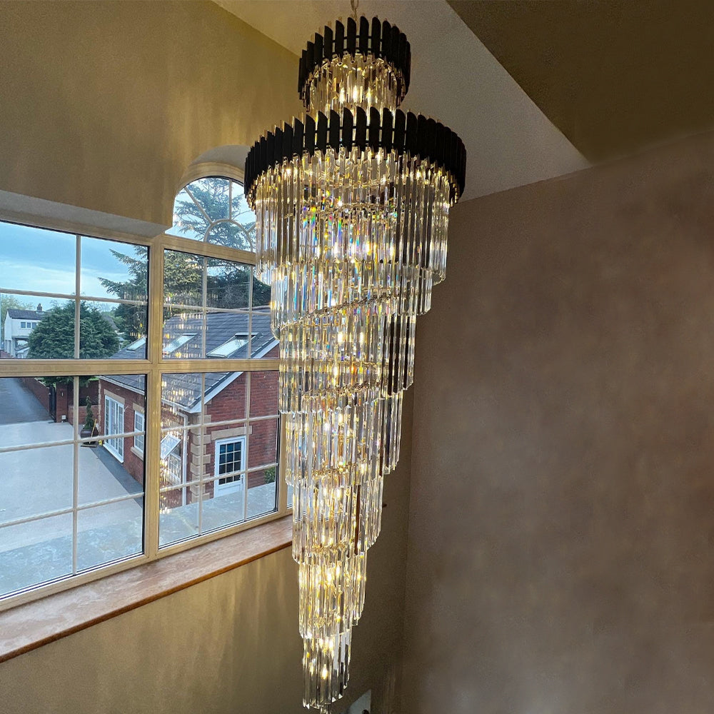 Spiral Crystal Chandelier For Foyer/ Staircase-Chandeliers-Deco Ranches-Deco Ranches