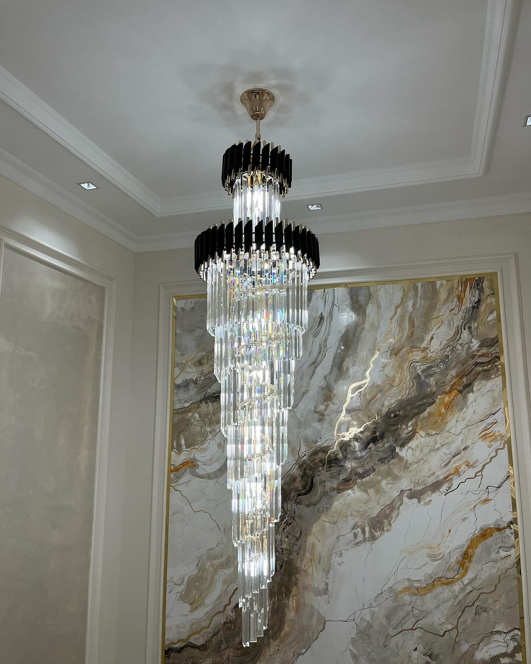 Spiral Crystal Chandelier For Foyer/ Staircase-Chandeliers-Deco Ranches-Deco Ranches