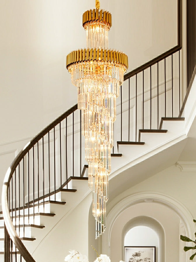 Spiral Crystal Chandelier For Foyer/ Staircase-Chandeliers-Deco Ranches-Deco Ranches