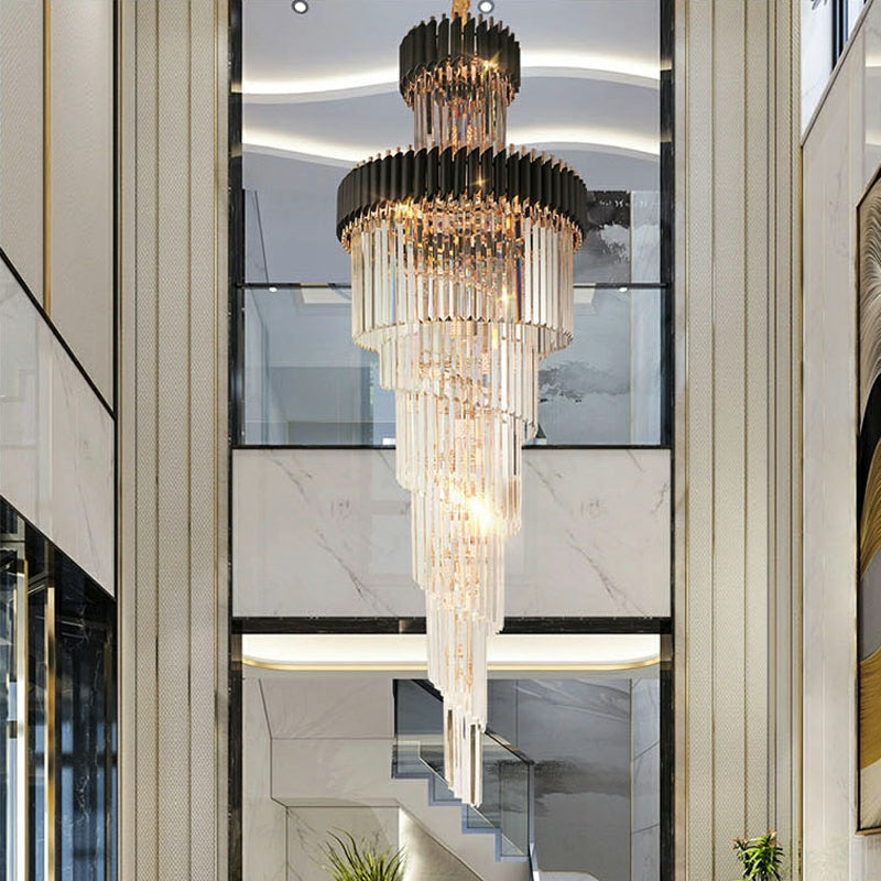 Spiral Crystal Chandelier For Foyer/ Staircase-Chandeliers-Deco Ranches-Deco Ranches