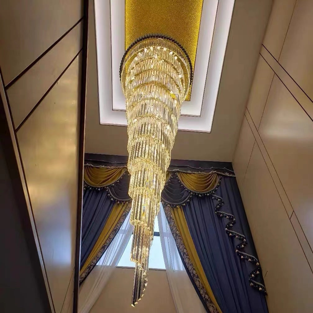 Spiral Crystal Chandelier For Foyer/ Staircase-Chandeliers-Deco Ranches-Deco Ranches
