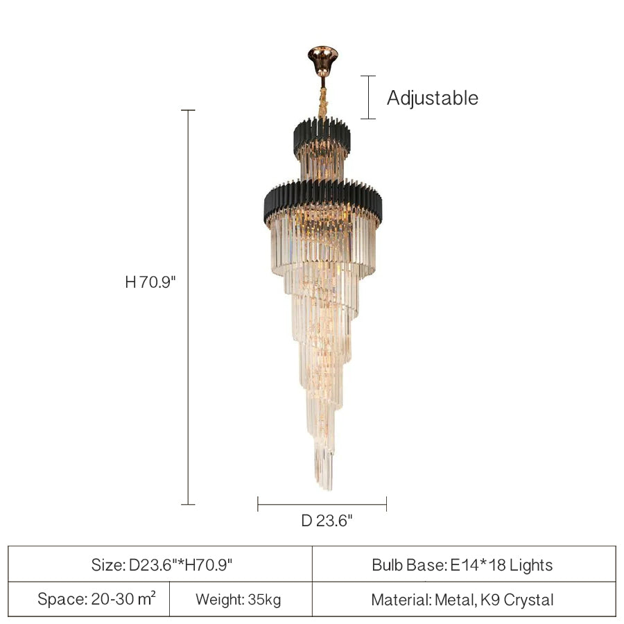 Spiral Crystal Chandelier For Foyer/ Staircase-Chandeliers-Deco Ranches-Deco Ranches