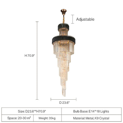 Spiral Crystal Chandelier For Foyer/ Staircase-Chandeliers-Deco Ranches-Deco Ranches