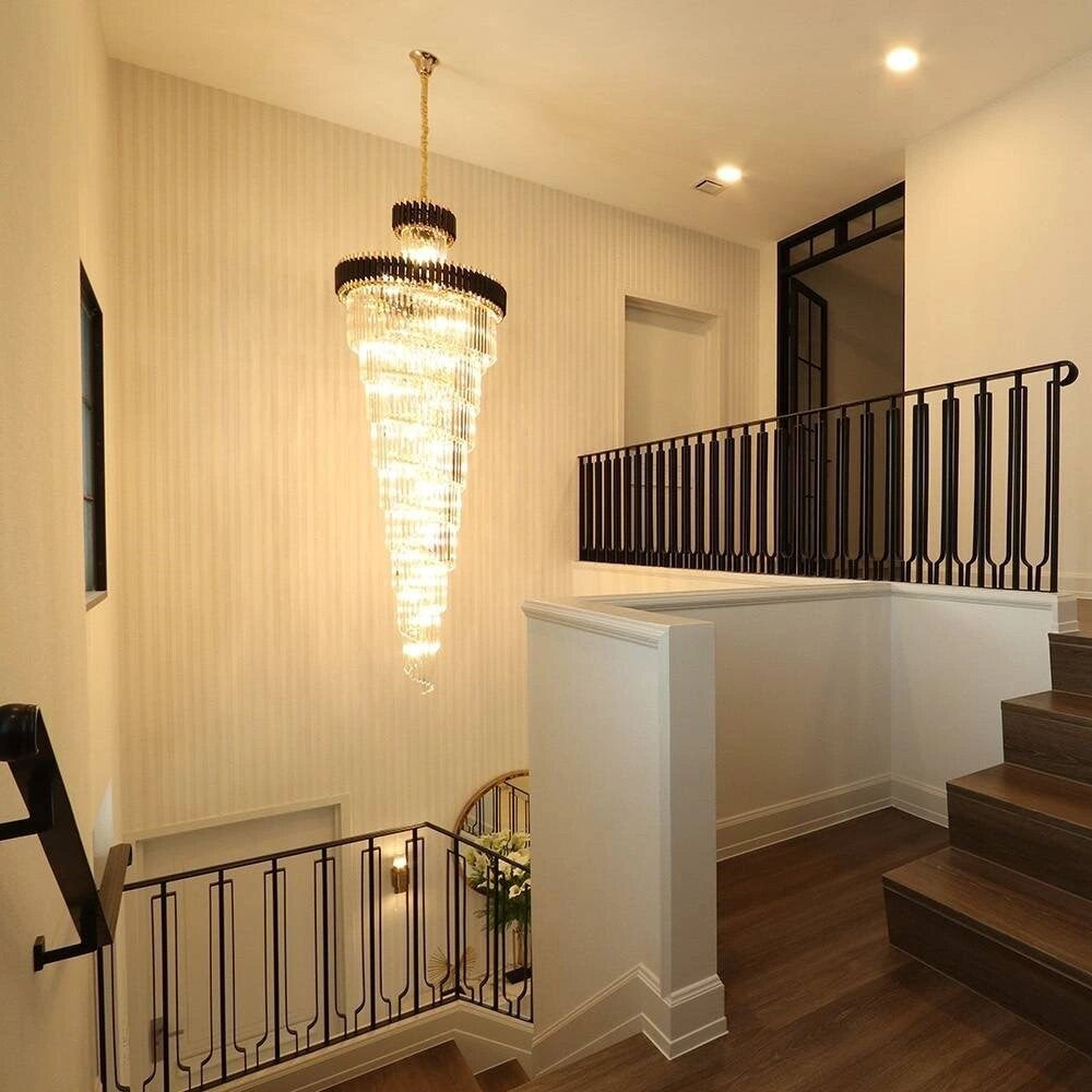 Spiral Crystal Chandelier For Foyer/ Staircase-Chandeliers-Deco Ranches-Deco Ranches