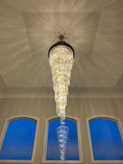 Spiral Crystal Chandelier For Foyer/ Staircase-Chandeliers-Deco Ranches-Deco Ranches