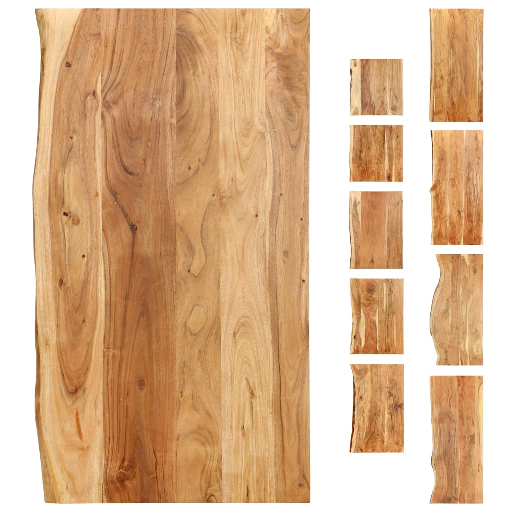 vidaXL Bathroom Countertop Solid Acacia Wood Vanity Top with Live Edges Wooden Worktop Rustic Style