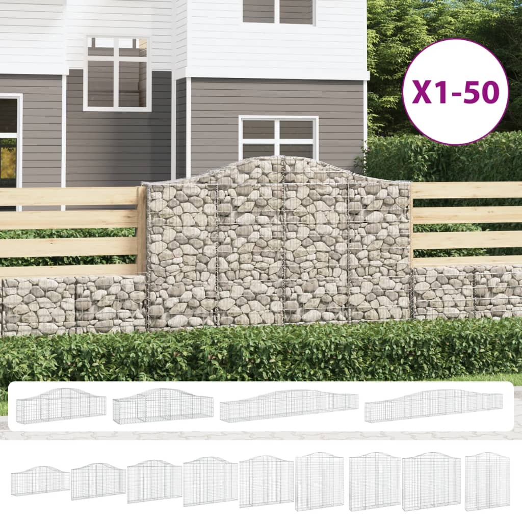 vidaXL Arched Gabion Basket Planter Galvanized Iron Outdoor Garden Wall Decorative Stone Cage Planter