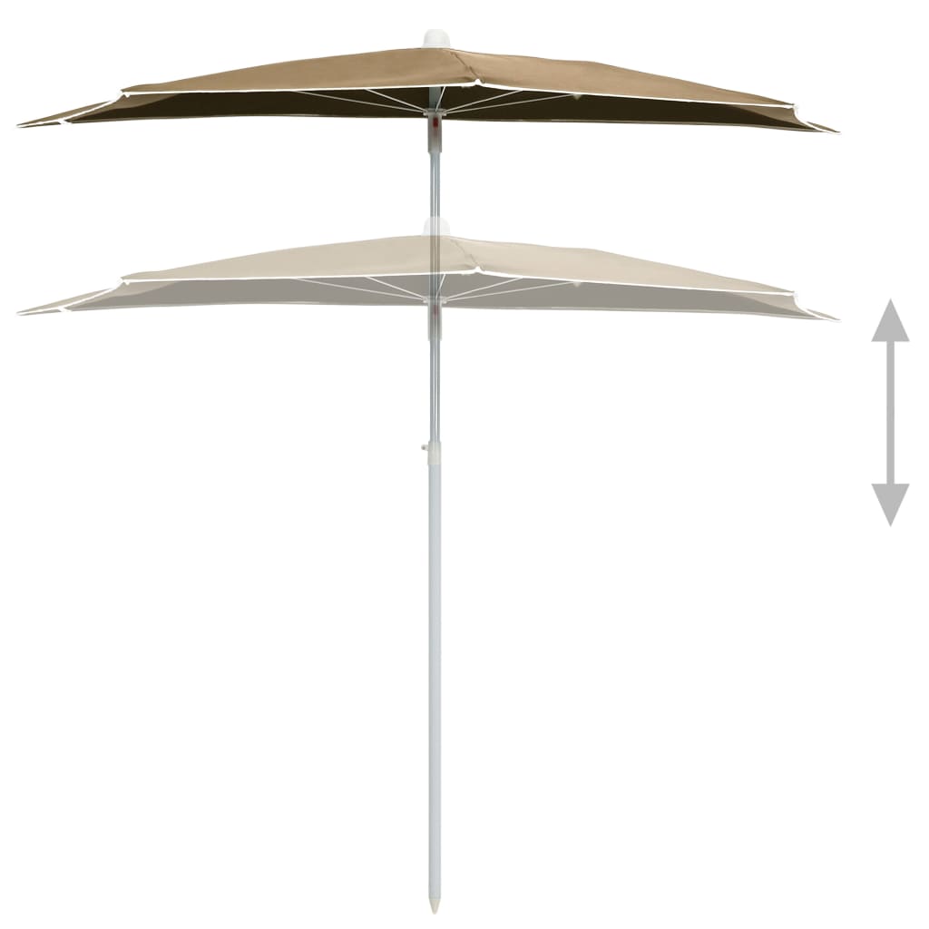 vidaXL Garden Half Parasol Outdoor Umbrella Sunshade with Pole UV Protective Patio Balcony Multi Colors - Deco Ranches