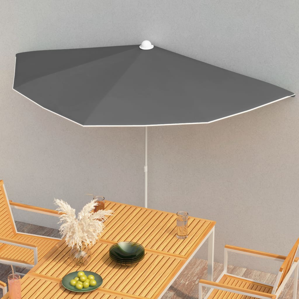 vidaXL Garden Half Parasol Outdoor Umbrella Sunshade with Pole UV Protective Patio Balcony Multi Colors - Deco Ranches