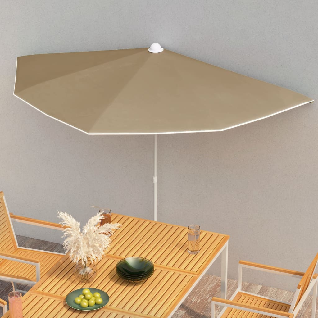 vidaXL Garden Half Parasol Outdoor Umbrella Sunshade with Pole UV Protective Patio Balcony Multi Colors - Deco Ranches