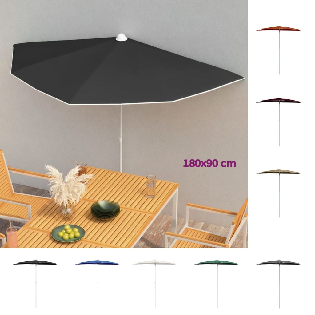 vidaXL Garden Half Parasol Outdoor Umbrella Sunshade with Pole UV Protective Patio Balcony Multi Colors - Deco Ranches