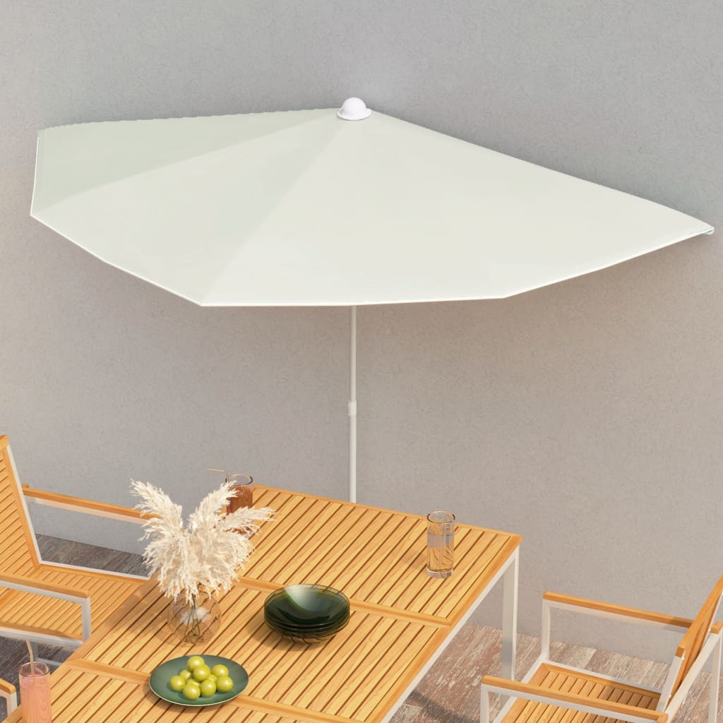 vidaXL Garden Half Parasol Outdoor Umbrella Sunshade with Pole UV Protective Patio Balcony Multi Colors - Deco Ranches