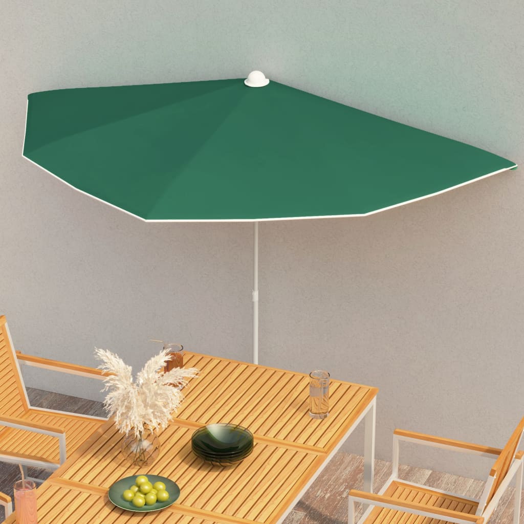 vidaXL Garden Half Parasol Outdoor Umbrella Sunshade with Pole UV Protective Patio Balcony Multi Colors - Deco Ranches