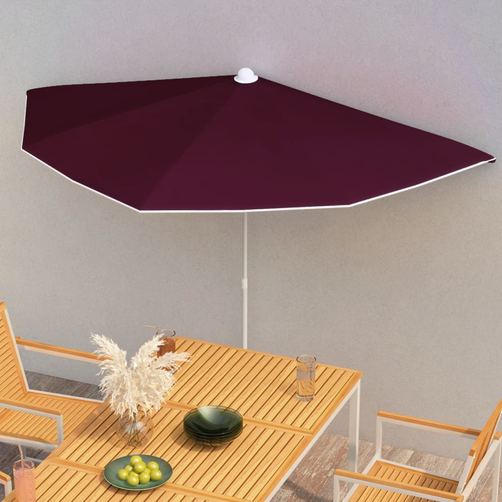 vidaXL Garden Half Parasol Outdoor Umbrella Sunshade with Pole UV Protective Patio Balcony Multi Colors - Deco Ranches