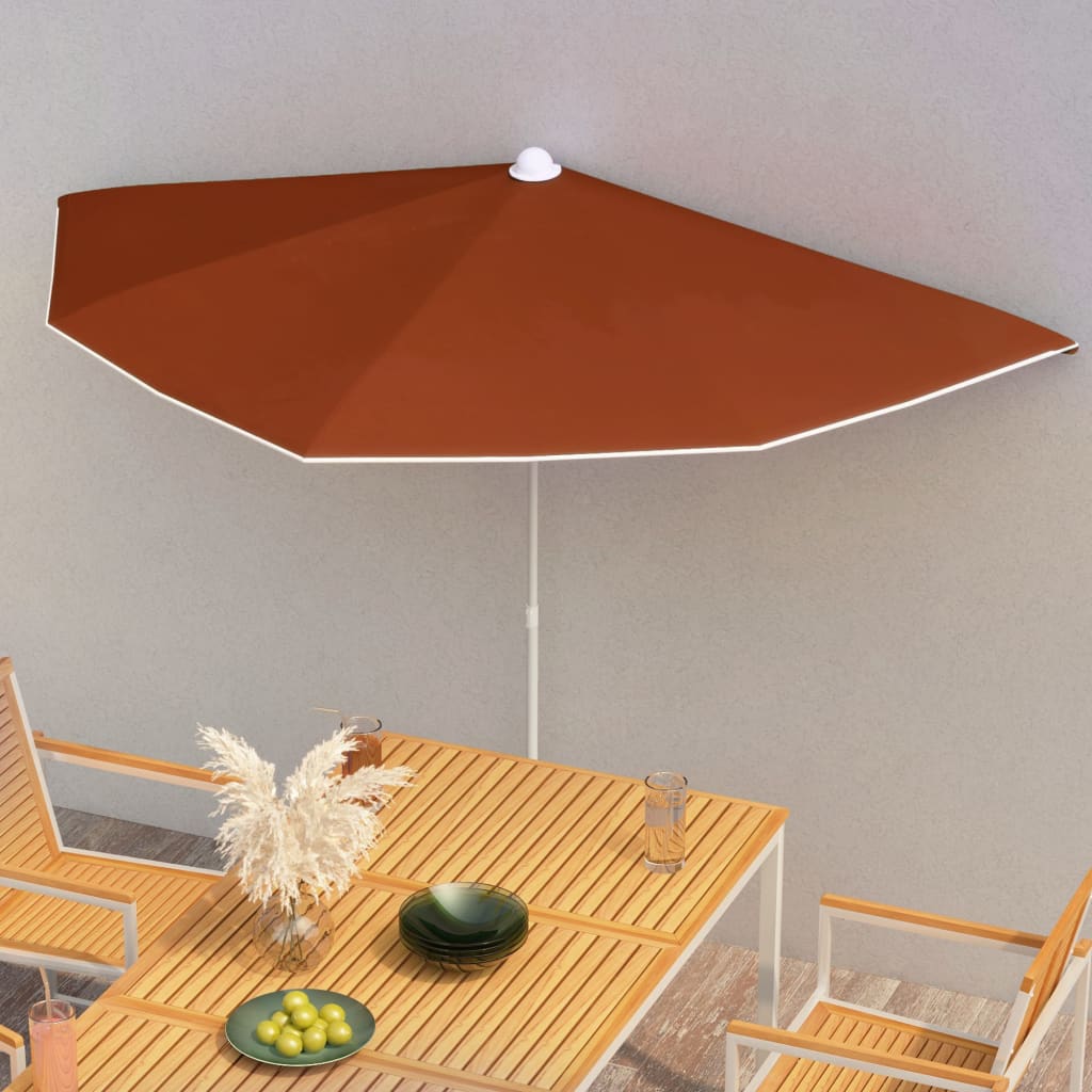 vidaXL Garden Half Parasol Outdoor Umbrella Sunshade with Pole UV Protective Patio Balcony Multi Colors - Deco Ranches