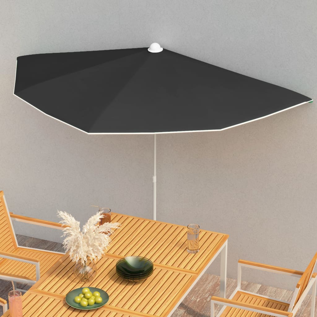 vidaXL Garden Half Parasol Outdoor Umbrella Sunshade with Pole UV Protective Patio Balcony Multi Colors - Deco Ranches